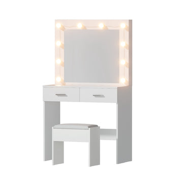 Artiss LED Dressing Table Vanity Desk and Stool White