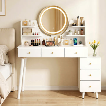 Artiss Dressing Table LED Mirror with Charging Station White