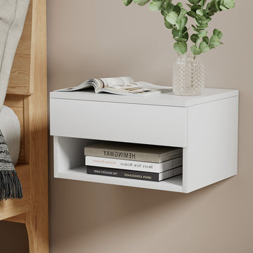 Artiss Floating Bedside Table with Drawer White
