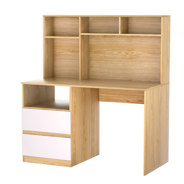 Artiss Computer Desk with Bookshelf and Drawer 120cm White Oak