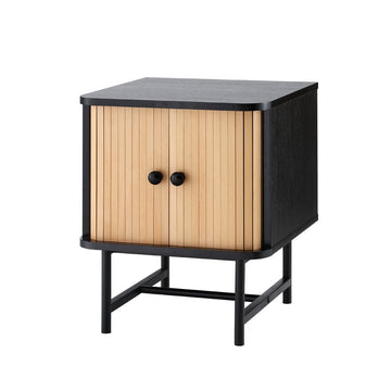Artiss Boris Bedside Table Sliding Door Pine Black
