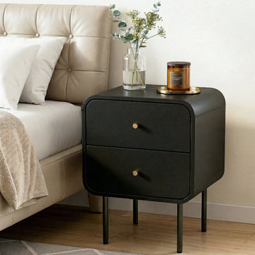 Artiss Bedside Table with 2 Drawers Black