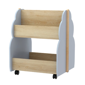 Keezi Kids Toy Box and Bookshelf on Wheels Grey