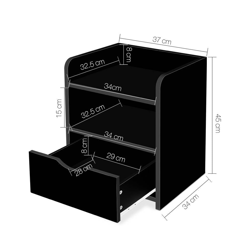 Artiss Bedside Table 1 Drawer Black