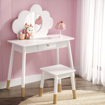 Keezi Kids Dressing Table Chair Set with Mirror White