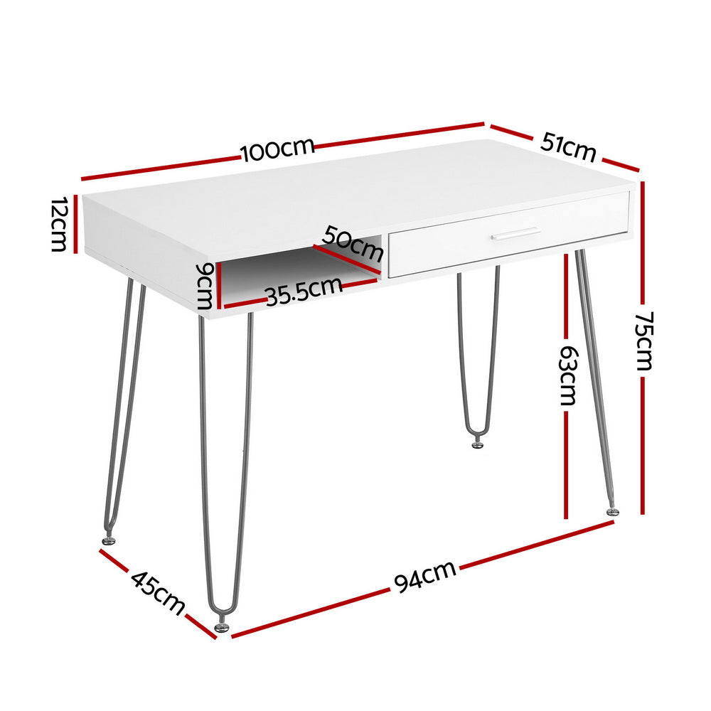 Artiss Computer Desk with Storage Drawer White