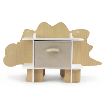 Keezi Dinosaur Kids Bookshelf with Fabric Drawer and 2-Tier Open Shelves