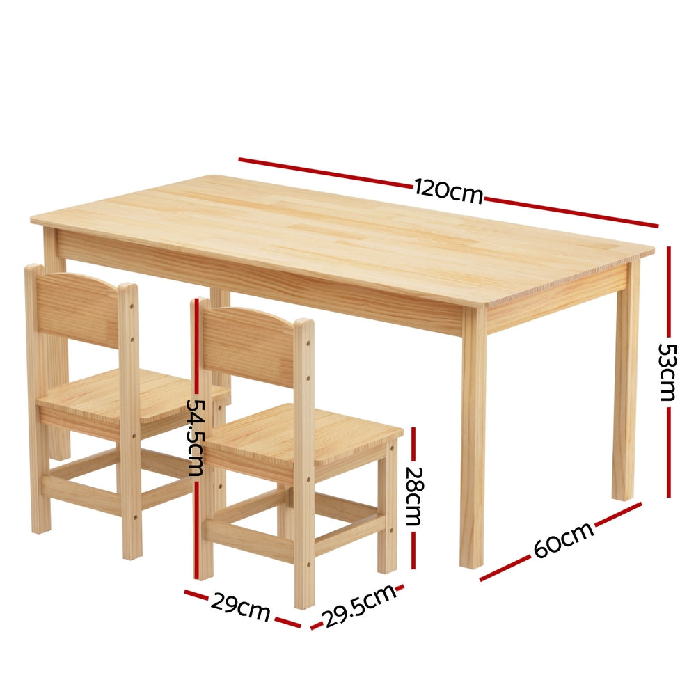 Keezi Kids Table and Chairs Set 100% Pinewood