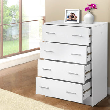 Artiss 4 Drawer Tallboy Chest Storage Cabinet White