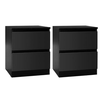 Artiss Pepe Bedside Table 2 Drawers Black 40cm