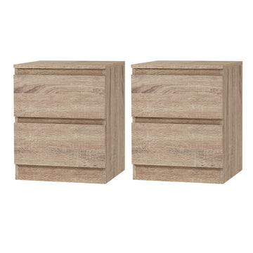 Artiss Pepe Bedside Table 2 Drawer Oak Finish