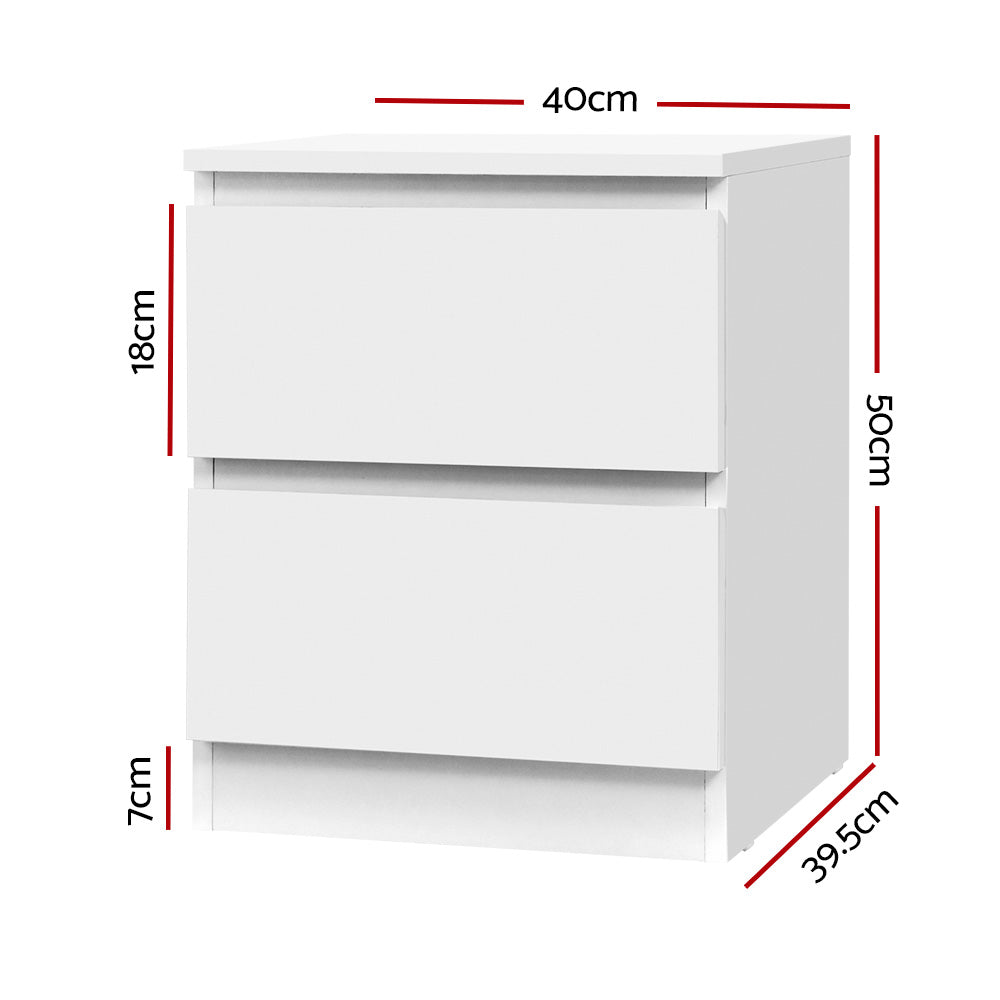 Artiss Modern Bedside Table 2 Drawers White