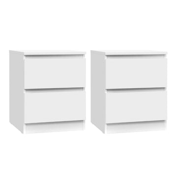Artiss 2x Modern Handle-less 2 Drawer Bedside Table White 15mm Particle Board