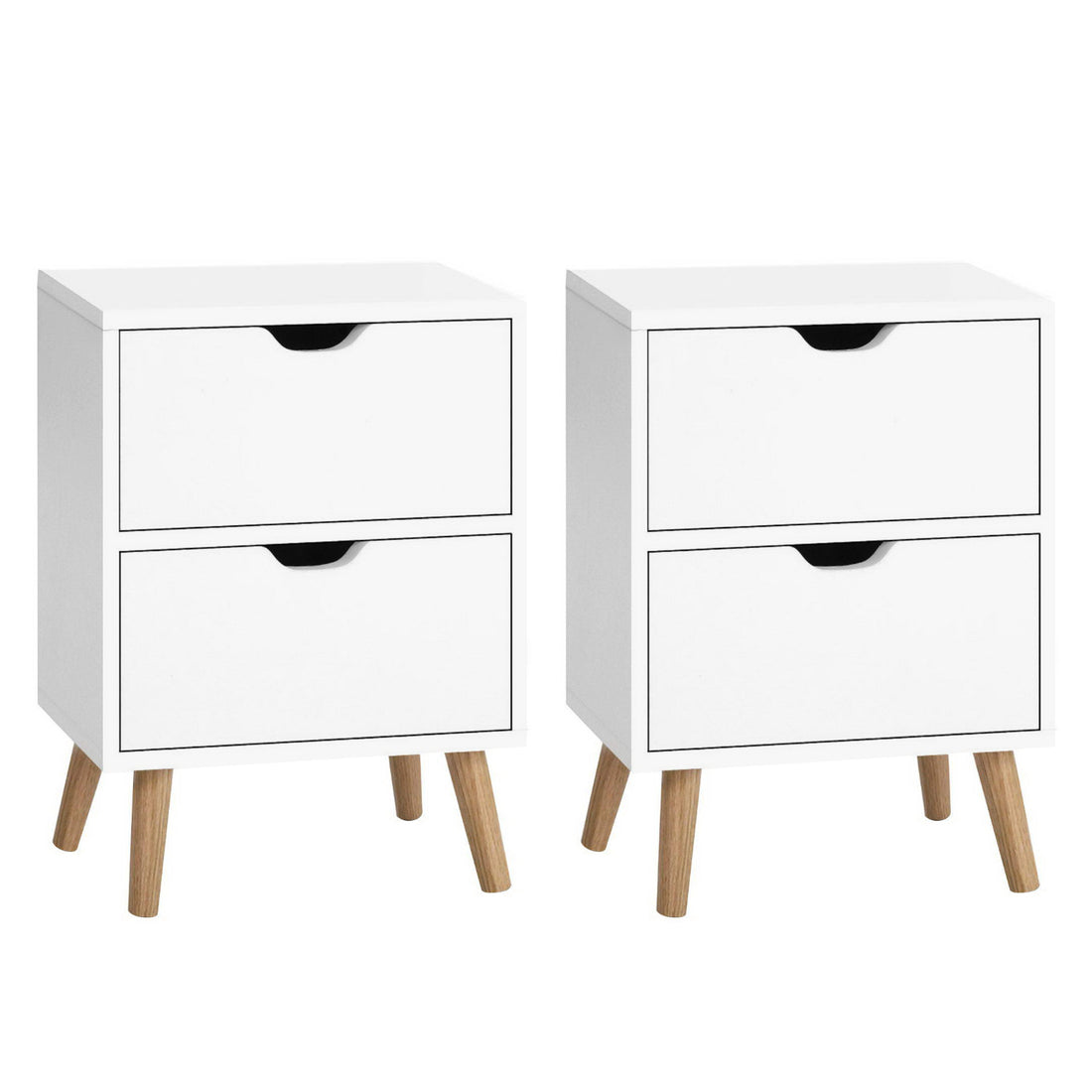 Artiss Boden Scandinavian Bedside Table 2 Drawers White 40cm