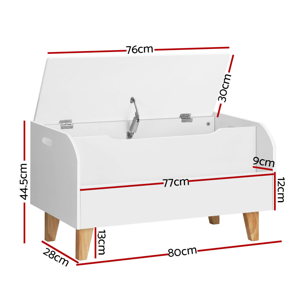 Keezi 2-in-1 Kids Toy Box and Bookshelf Storage White MDF