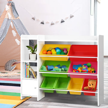 Keezi Kids Toy Storage with 8 Bins White