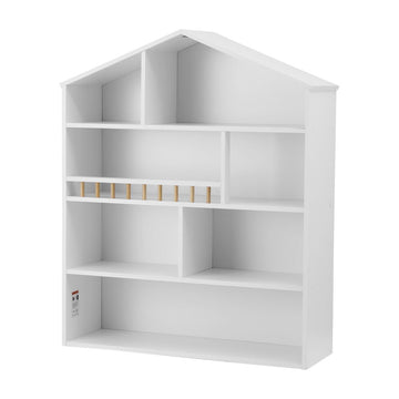 Keezi 4-Tier Kids Bookshelf House Design White