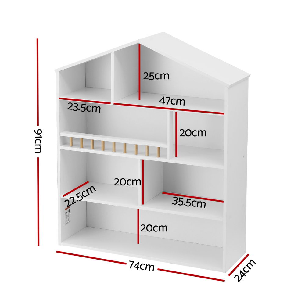 Keezi 4-Tier Kids Bookshelf House Design White