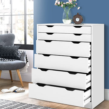 Artiss 6-Drawer Tallboy Chest of Drawers White