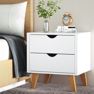 Artiss Bedside Table 2 Drawer White