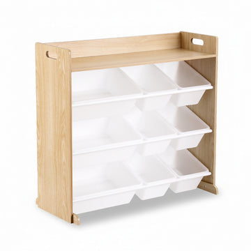 Keezi 9-Bin Kids Toy Box Storage Organiser White MDF 73cm
