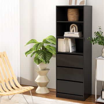 Artiss Tallboy Chest of Drawers Cabinet 3 Drawer Black