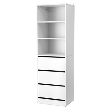 Artiss Tallboy Chest of Drawers with 3 Drawers and Shelves White