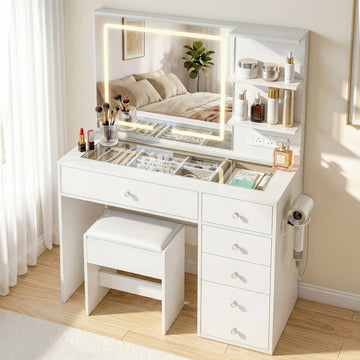 Artiss Dressing Table LED Vanity Desk with Hollywood Mirror White