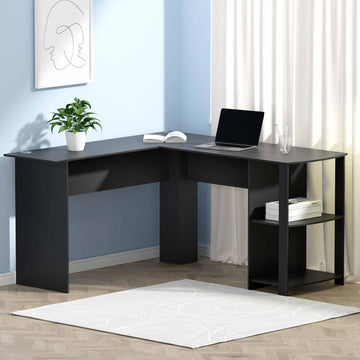 Artiss L-Shape Computer Desk Space Saving Corner Desk 136cm Black