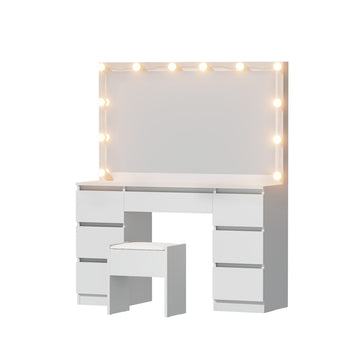 Artiss LED Dressing Table Vanity Desk with Stool White