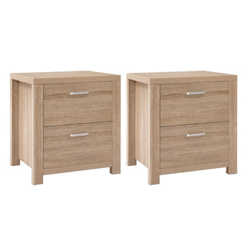 Artiss Maxi Bedside Table 2 Drawer Honeycomb Pine
