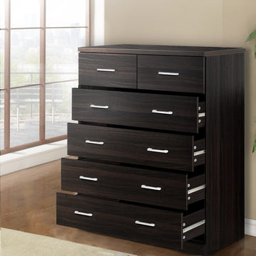 Artiss 6 Drawer Tallboy Chest Storage Cabinet Walnut