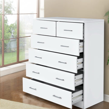 Artiss 6 Drawer Tallboy Chest Storage Cabinet White