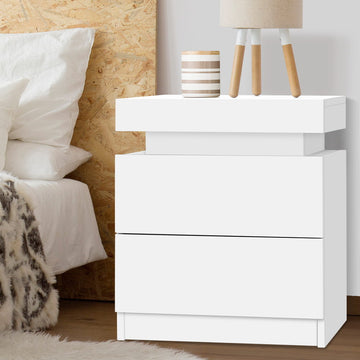 Artiss Bedside Table 2 Drawer Lift-up Lid White