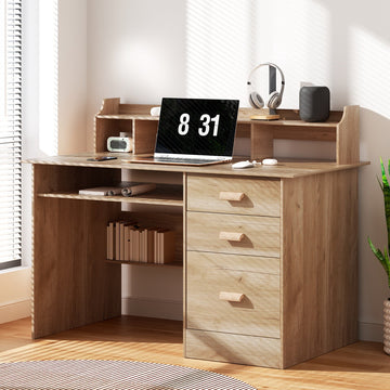 Artiss Computer Desk Home Office Desk With Storage Shelves and Drawers Pine