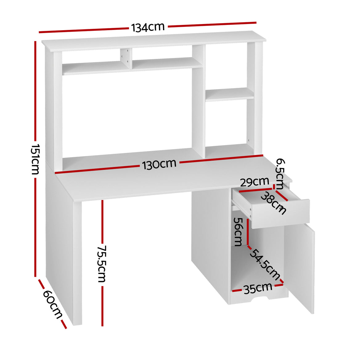 Artiss Computer Desk with Storage Shelf Drawer Cabinet White