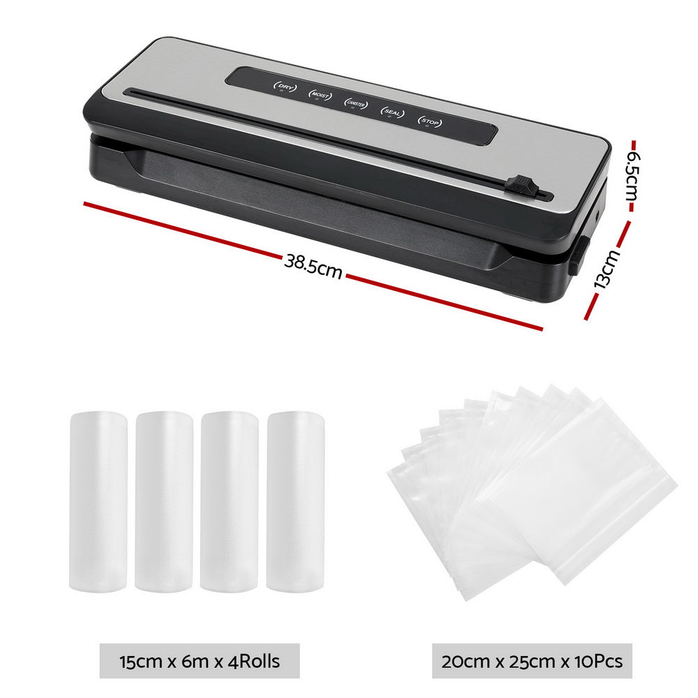 Devanti Food Vacuum Sealer Machine 110W 4 Modes with Storage Bags
