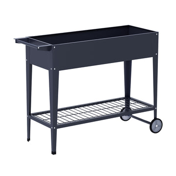Green Fingers Elevated Galvanised Steel Garden Bed on Wheels 100cm