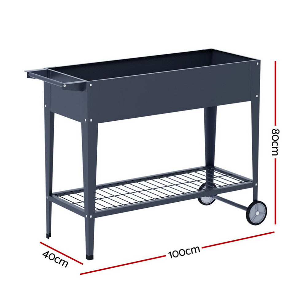 Green Fingers Steel Elevated Garden Bed with Wheels 100cm