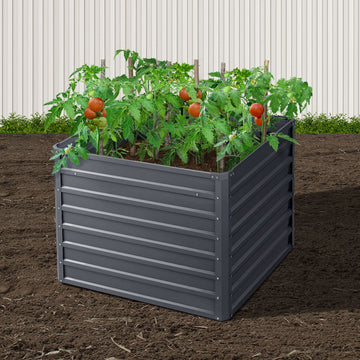 Green Fingers 2x Galvanised Steel Raised Garden Bed 100x100x77cm