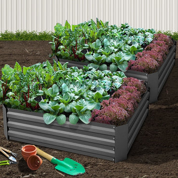 Green Fingers 2x Galvanised Steel Raised Garden Bed 120x90cm