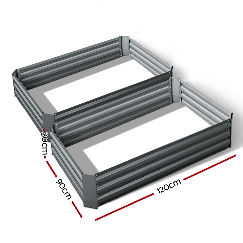Green Fingers 2x Galvanised Steel Raised Garden Bed 120x90cm