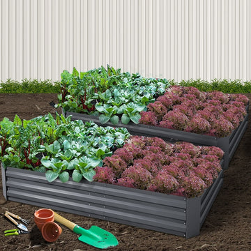 Green Fingers 2x Galvanised Steel Raised Garden Bed 210x90cm