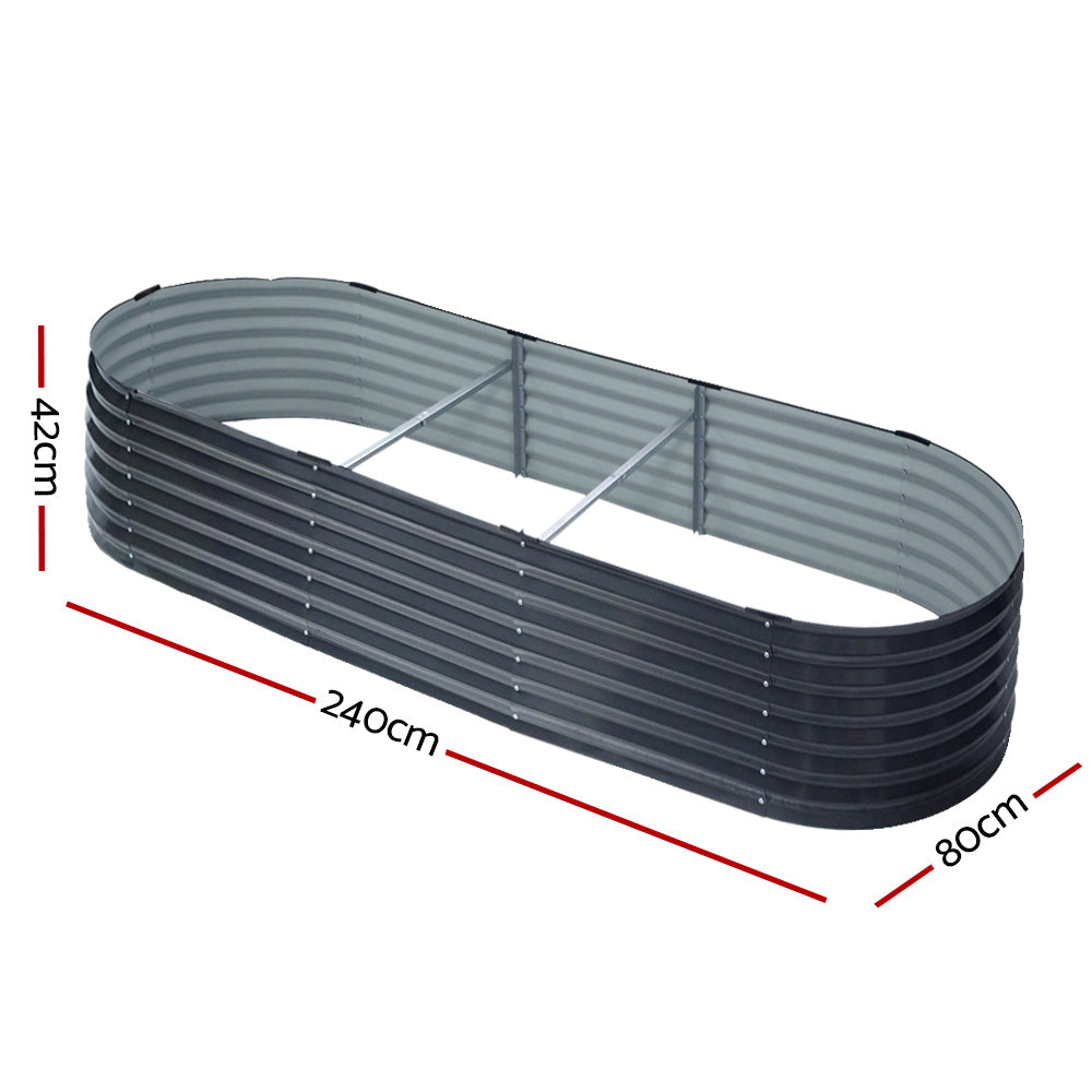 Green Fingers Rustproof Galvanised Steel Raised Garden Bed 240cm Oval