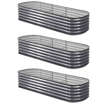 Green Fingers Galvanised Steel Raised Garden Bed 3-Pack 240cm