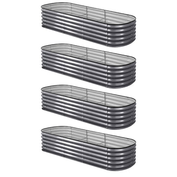 Green Fingers Galvanised Steel Raised Garden Bed Kit 4 Pcs 240cm