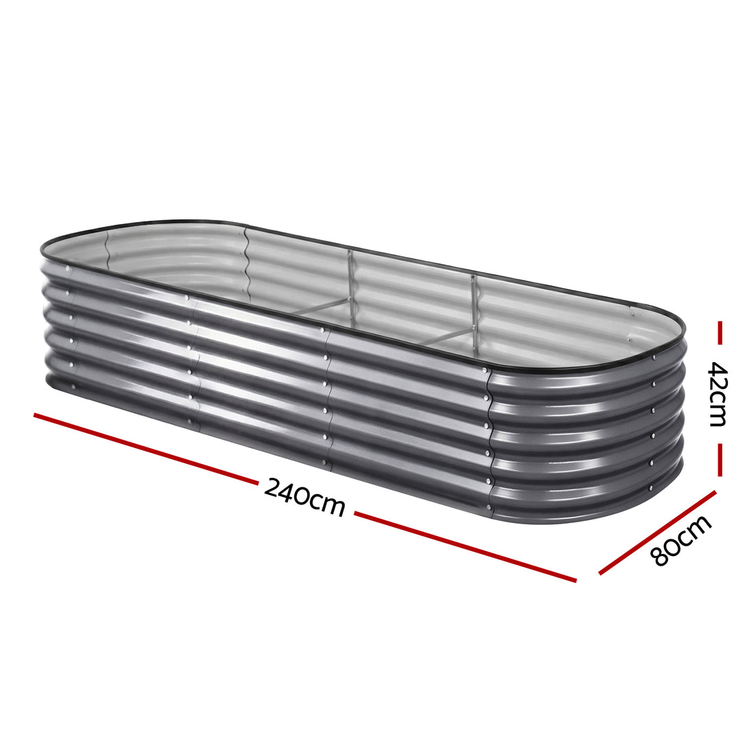 Green Fingers Galvanised Steel Raised Garden Bed Kit 4 Pcs 240cm