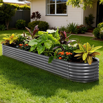 Green Fingers Rustproof Galvanised Steel Raised Garden Bed 320cm Oval