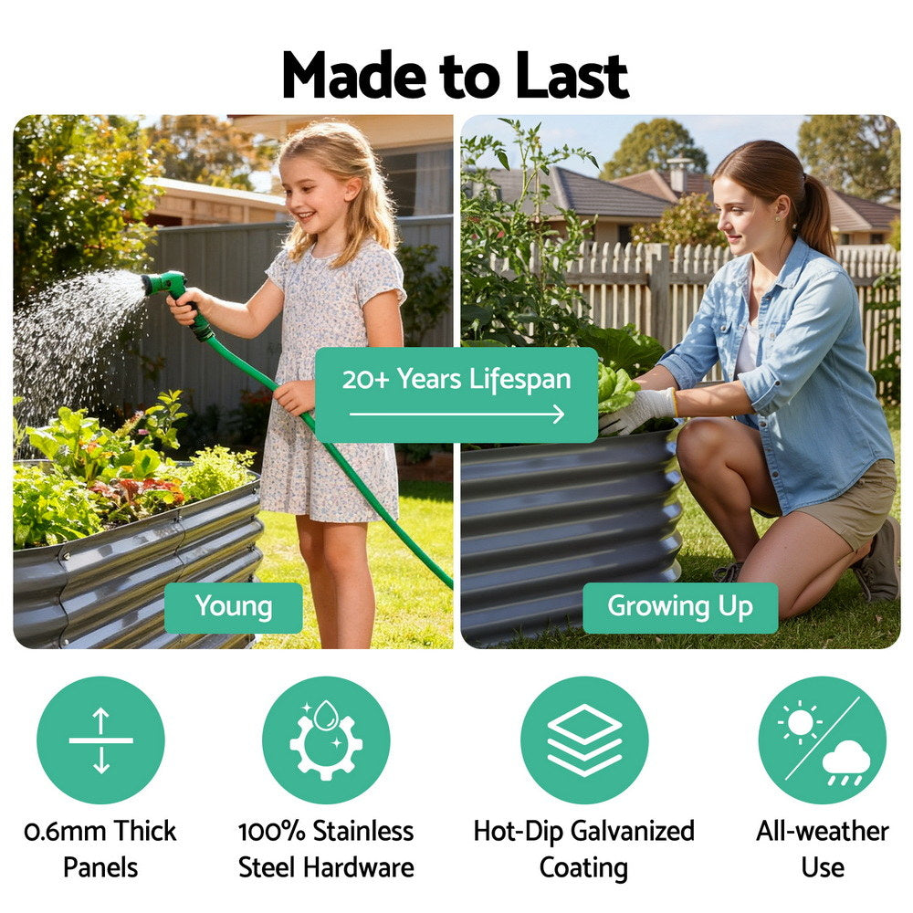 Green Fingers Rustproof Galvanised Steel Raised Garden Bed 320cm Oval