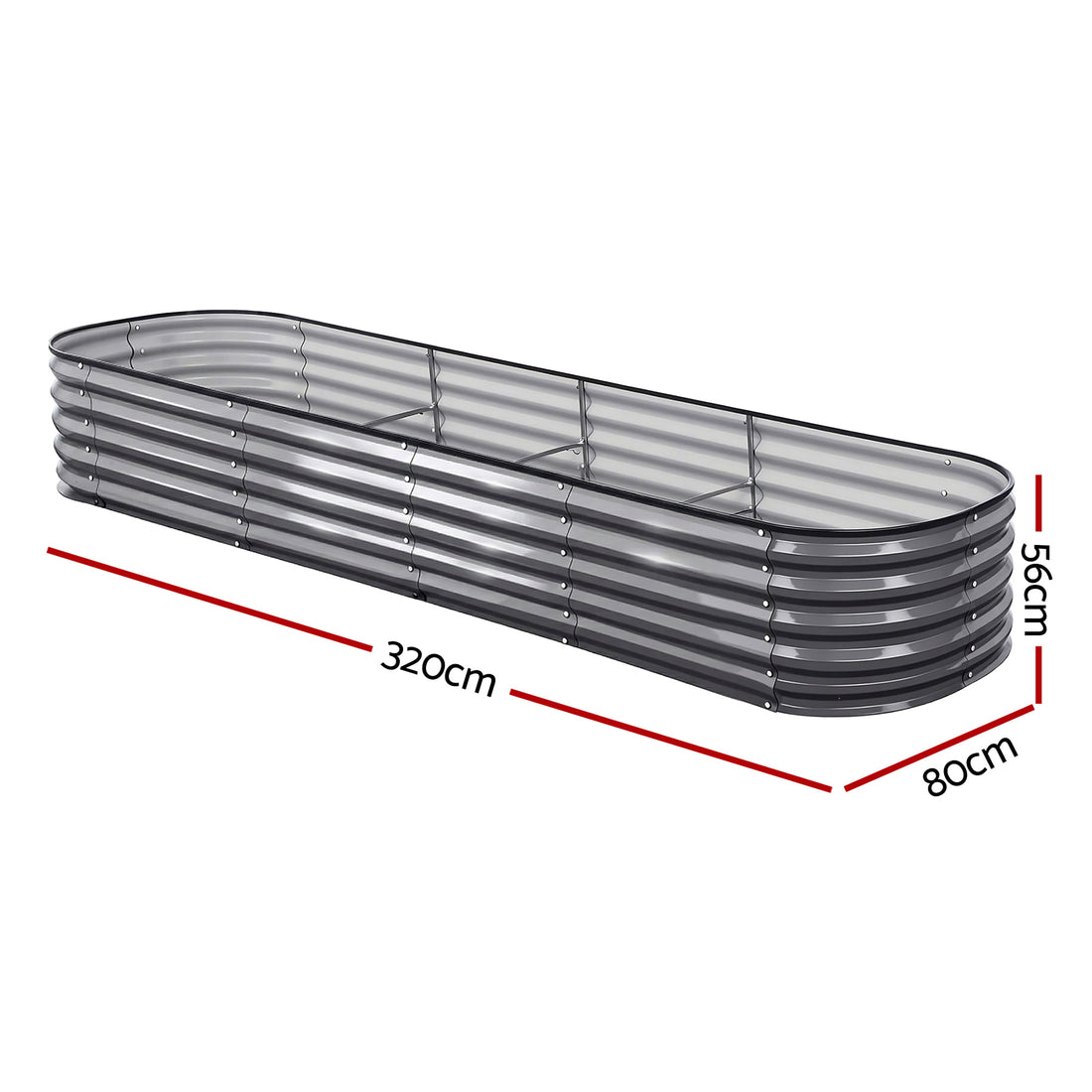 Green Fingers Galvanised Steel Raised Garden Bed Kit 3 Pcs 320cm